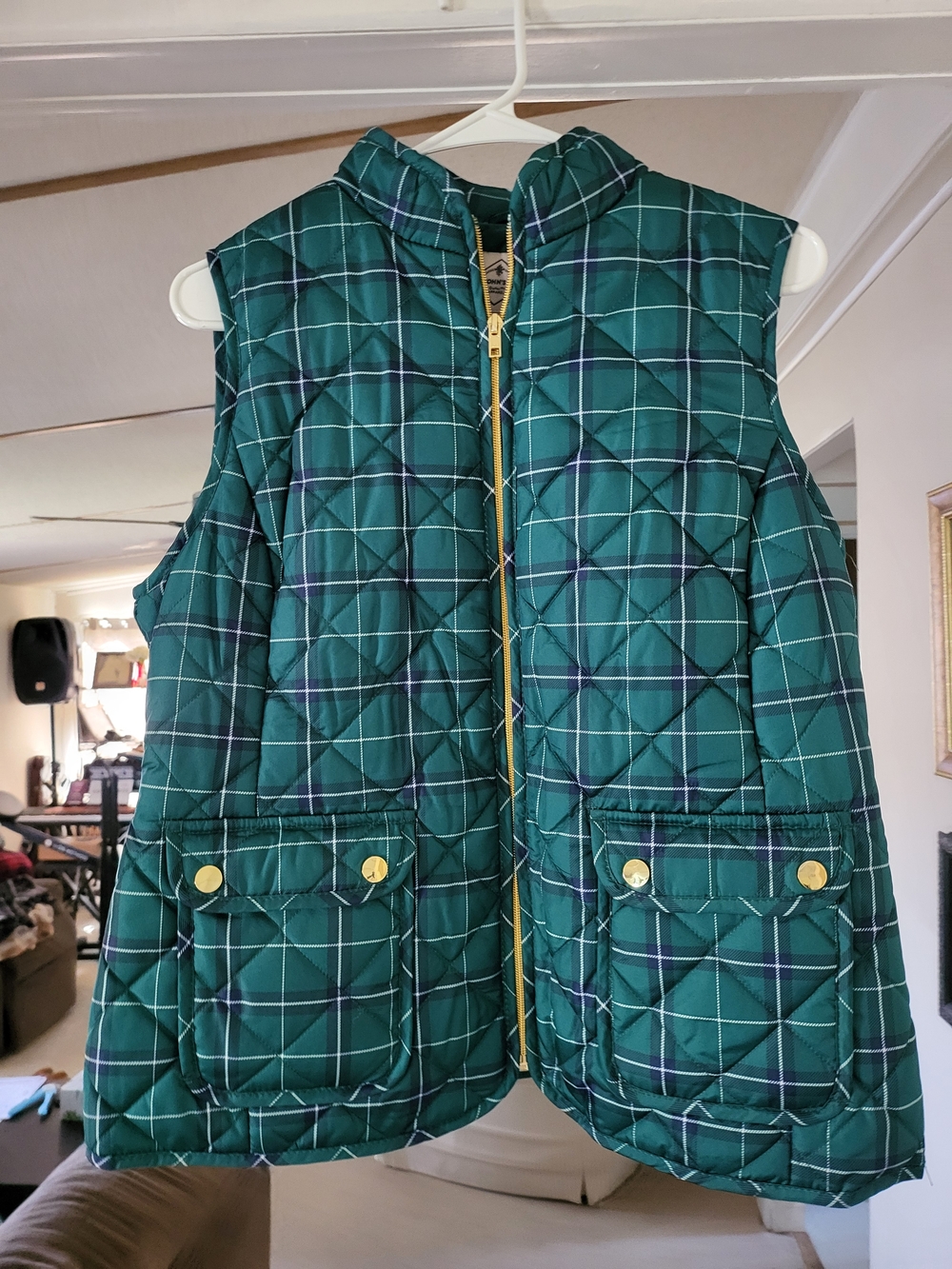 St. John's Bay Dark Green Quilted Vest Label Detail